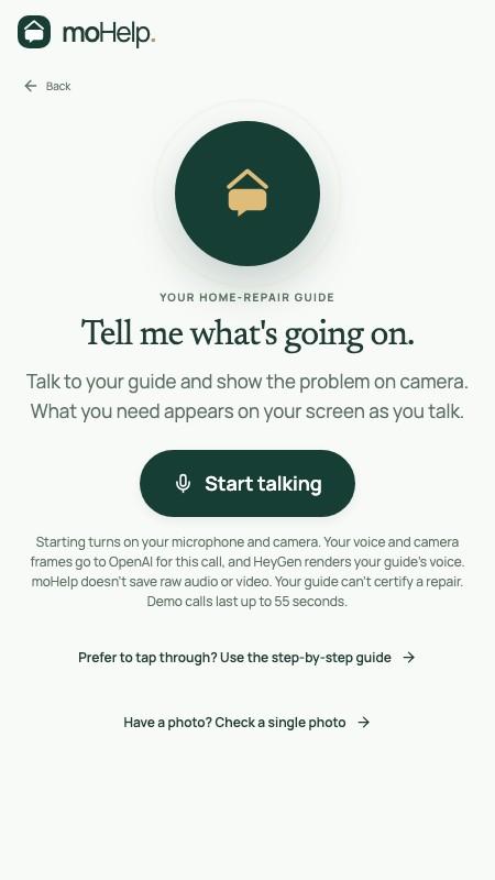 moHelp: Voice-First AI Home Repair Guide, phone screenshot 2