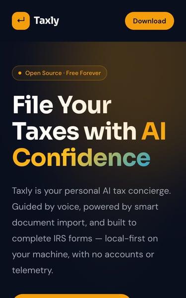 Taxly: Local-First AI Tax Preparation, phone screenshot 1