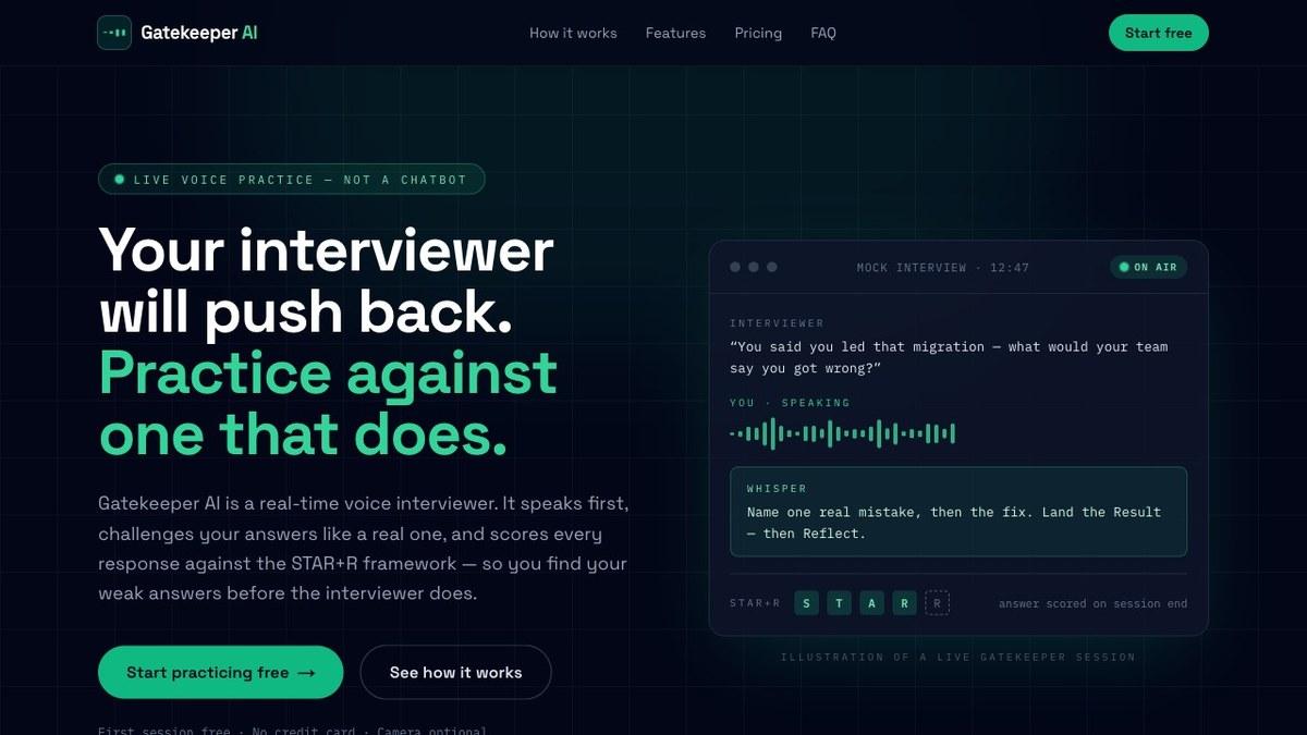 Gatekeeper AI: Real-Time Voice Interview Coach screenshot