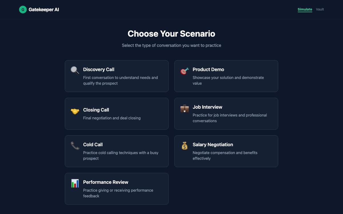 Gatekeeper AI: Real-Time Voice Interview Coach, desktop screenshot 2