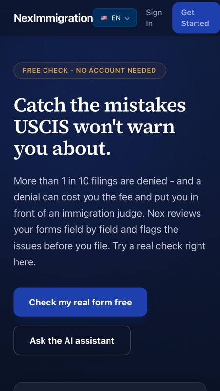 AI-Assisted USCIS Form Preparation, phone screenshot 1