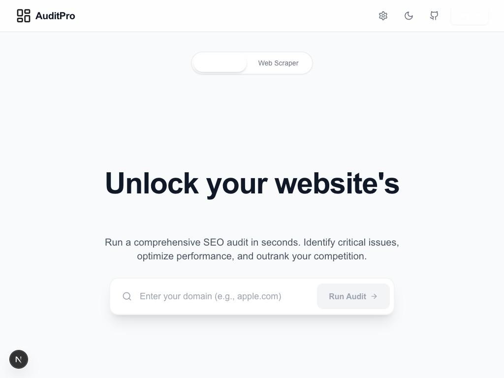 AI Web Scraper & Site Audit Platform screenshot