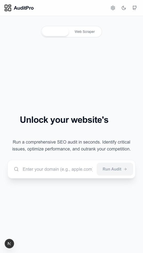 AI Web Scraper & Site Audit Platform, phone screenshot 1